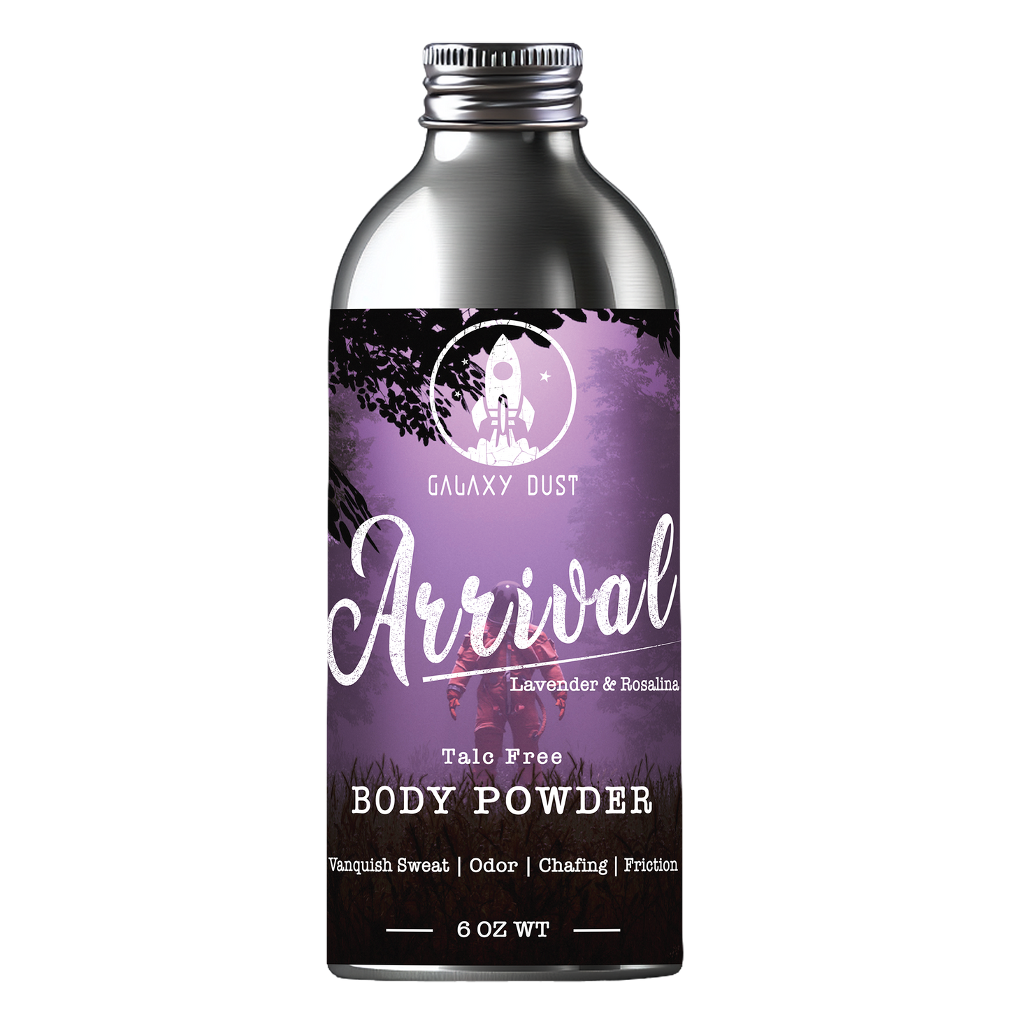 Bottle of Arrival body powder for women