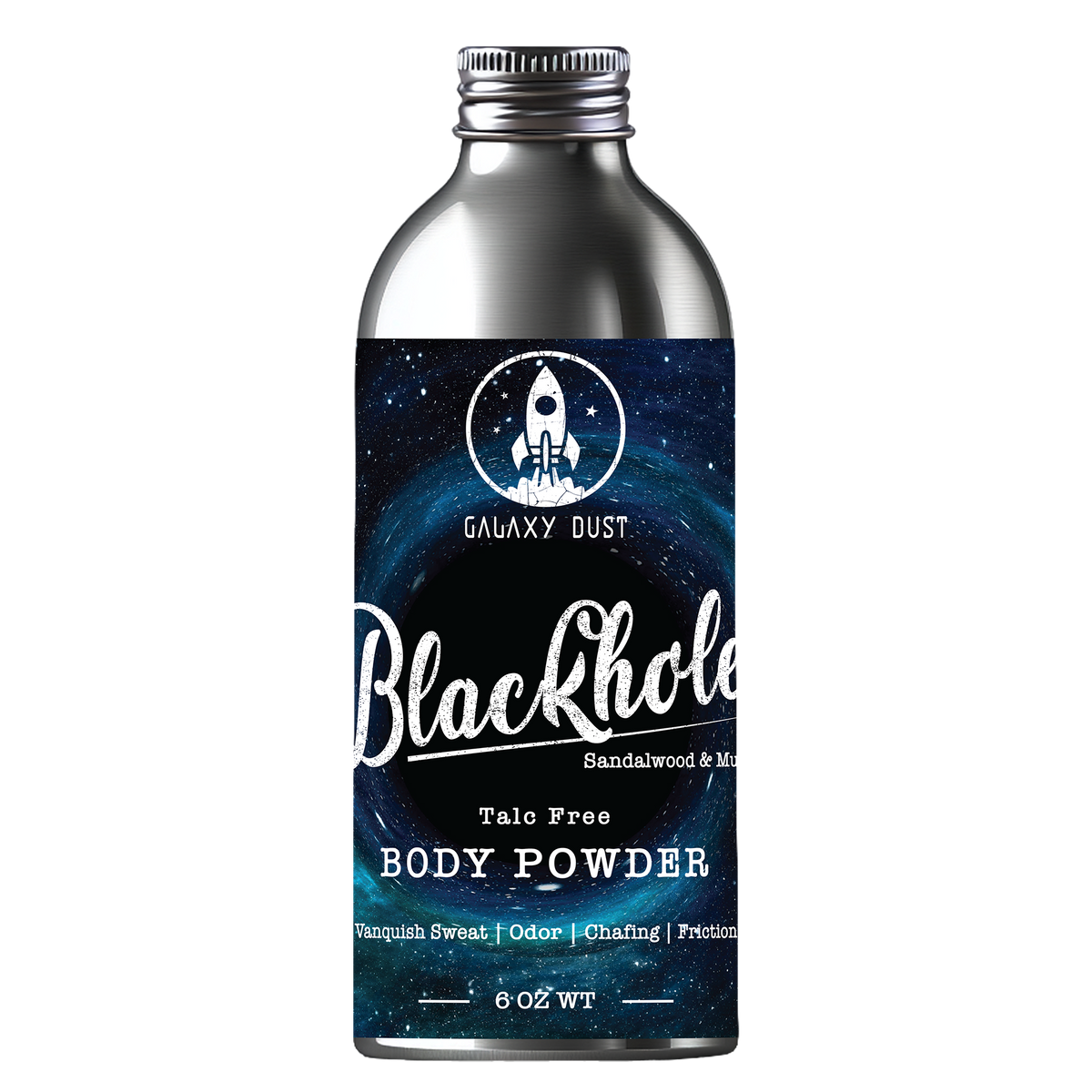 Bottle of Blackhole body powder for men