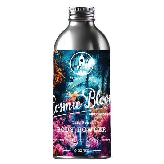 Bottle of Cosmic Bloom body powder for women